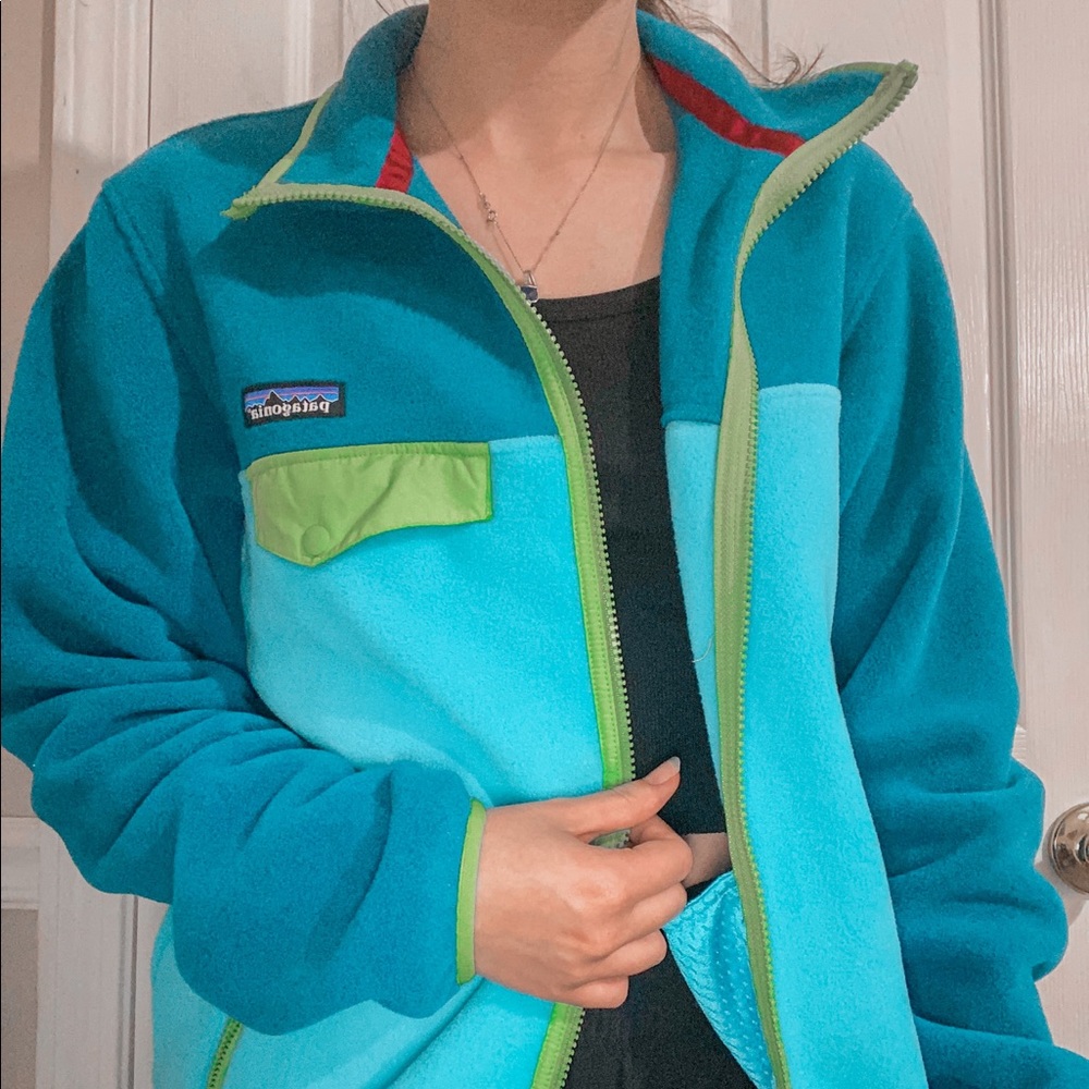 patagonia blue synchilla zip up sz m